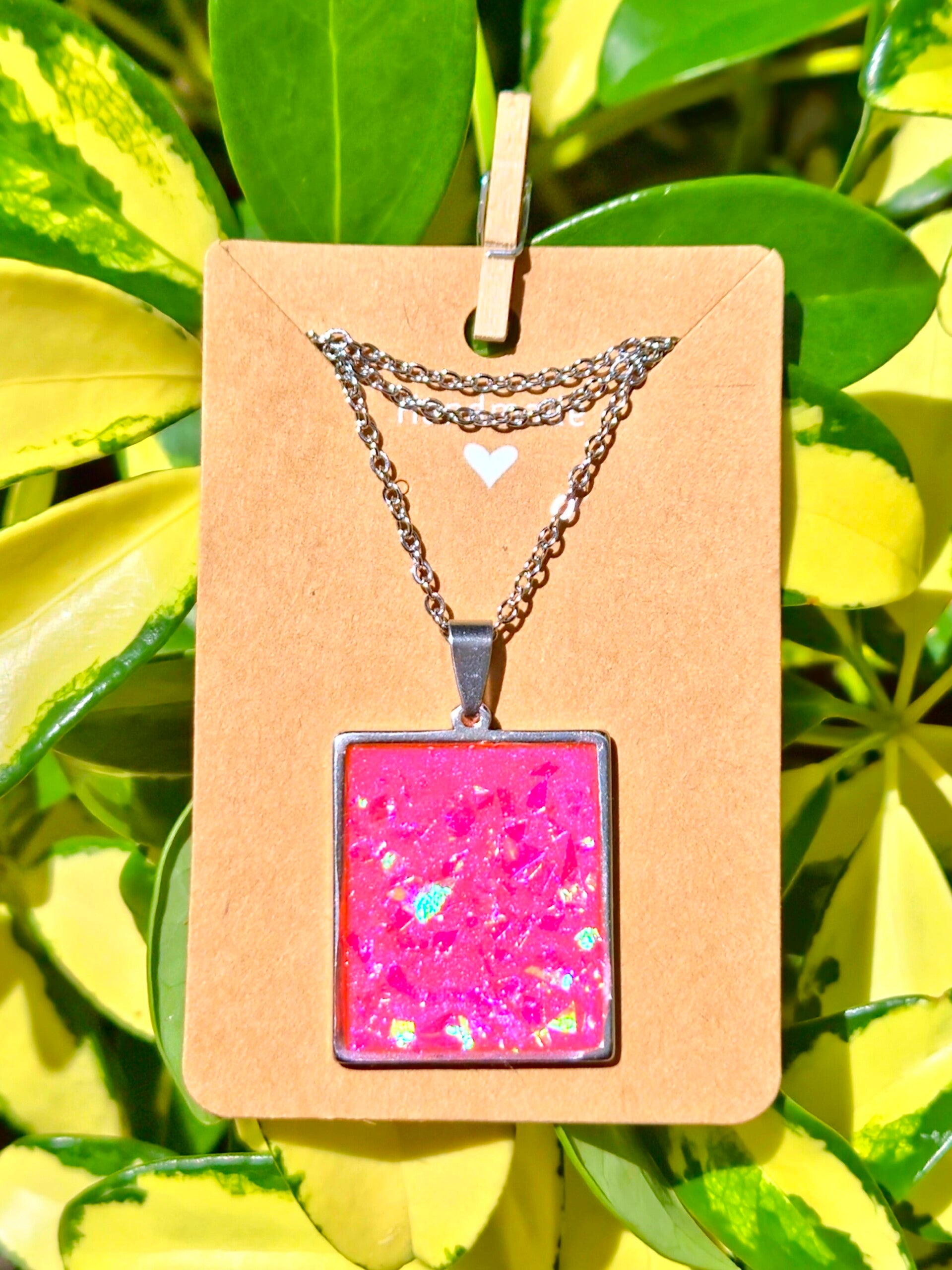 The Pink Tide Collection rectangle pendant