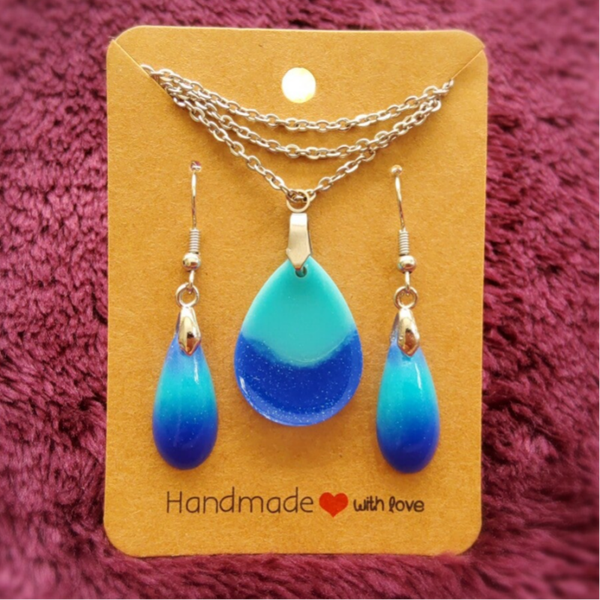 Wave Earrings/ Necklaces Blue