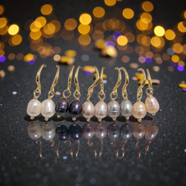 Boucles d'oreilles pendantes minimalistes en perles d'eau douce