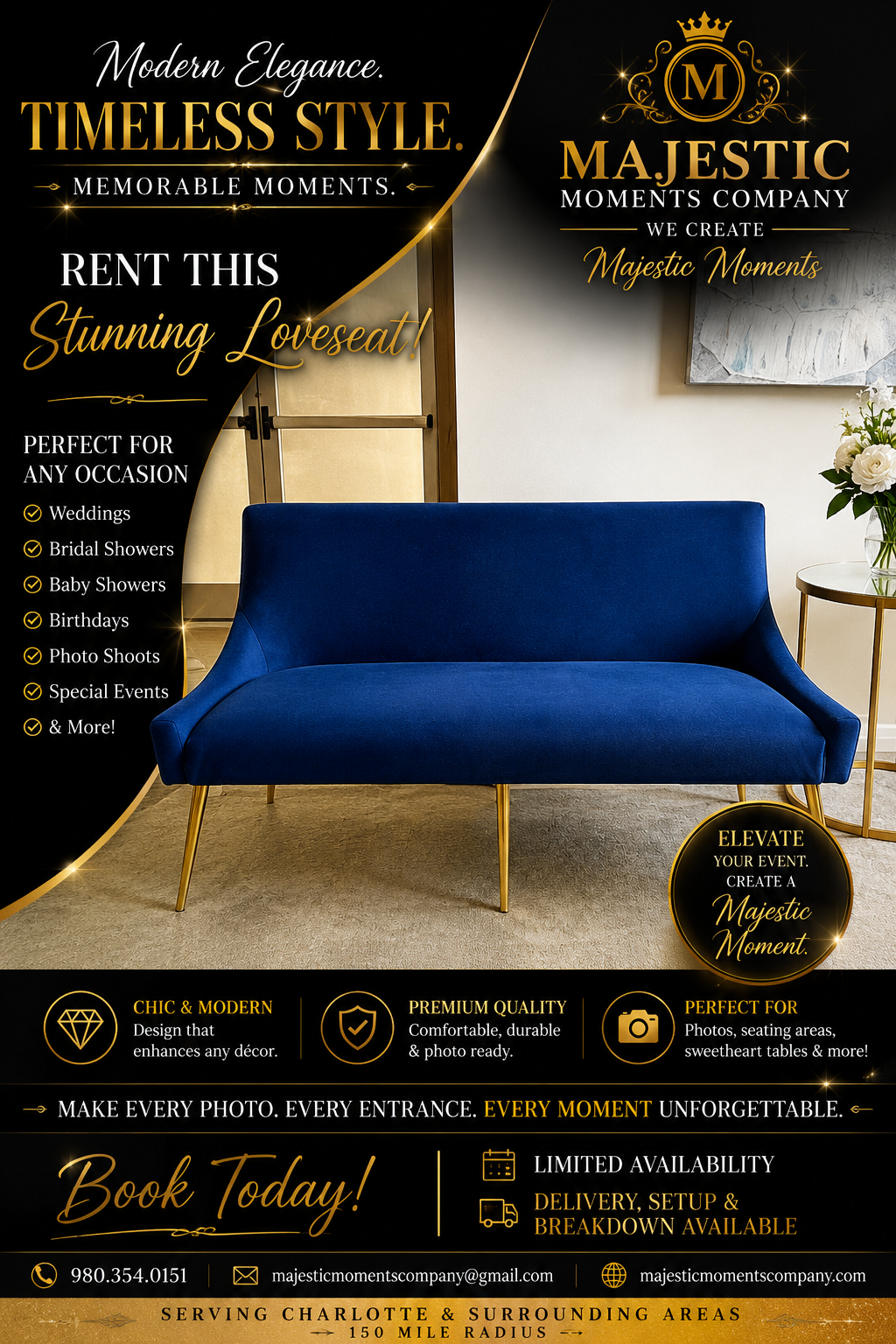Blue love seat