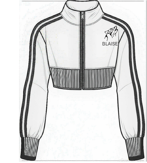 White and Black Striped Crop Jacket ( coton )