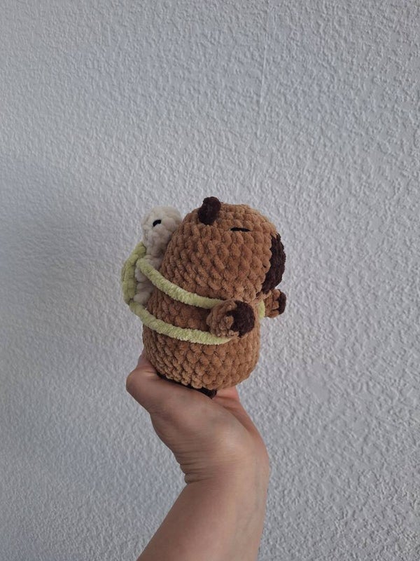 Capybara mit Schildkrötenrucksack