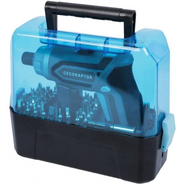 CecoRaptor Work 360 Advance. Destornillador Eléctrico con Batería 4V, Recargable USB, Velocidad sin Carga 200 RPM, Torque máximo de 4 NM con 6+1 Posiciones, Portabrocas