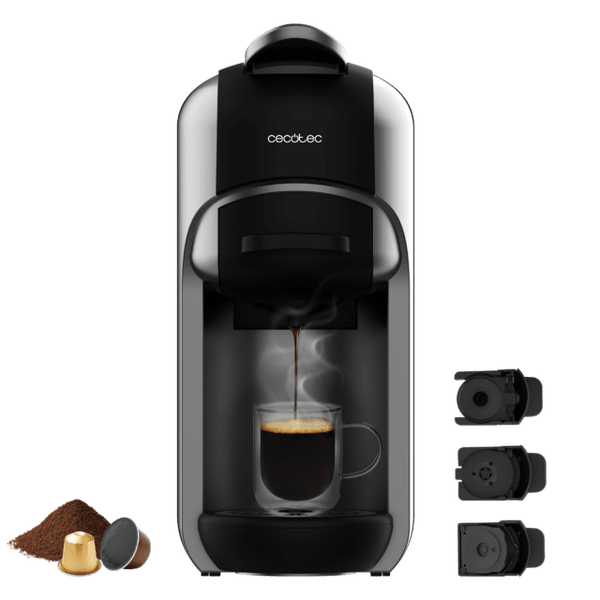 FreeStyle Compact Cafetera expresso para café molido y cápsulas. Multicápsula muy compacta 3 en 1. Apta para café molido, Dolce Gusto y Nespresso.