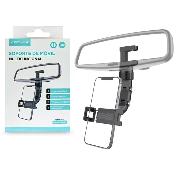 Soporte de Movil para Espejo Retrovisor de Pinza Apokin K587