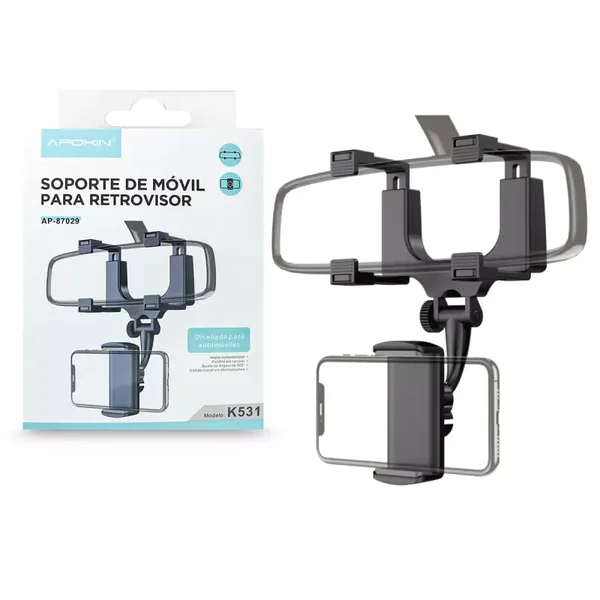 Soporte de Movil para Espejo Retrovisor Ajustable Apokin K531