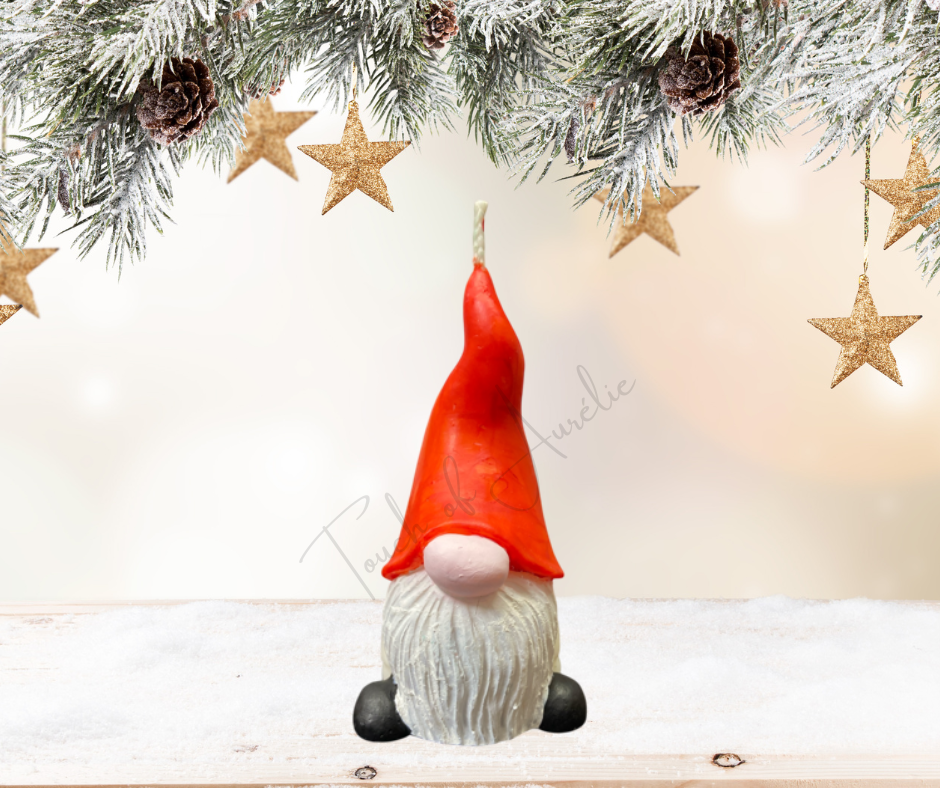 Bougie gnome chapeau rouge