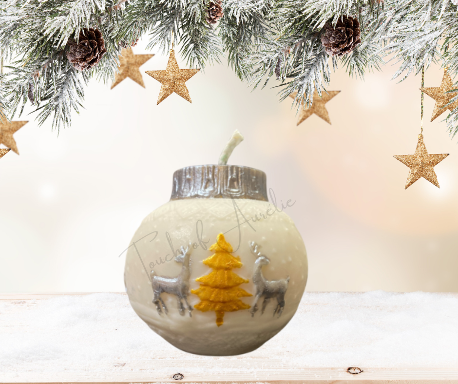 Bougie boule de Noël argentée