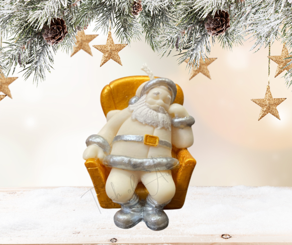 Bougie père Noël Doré