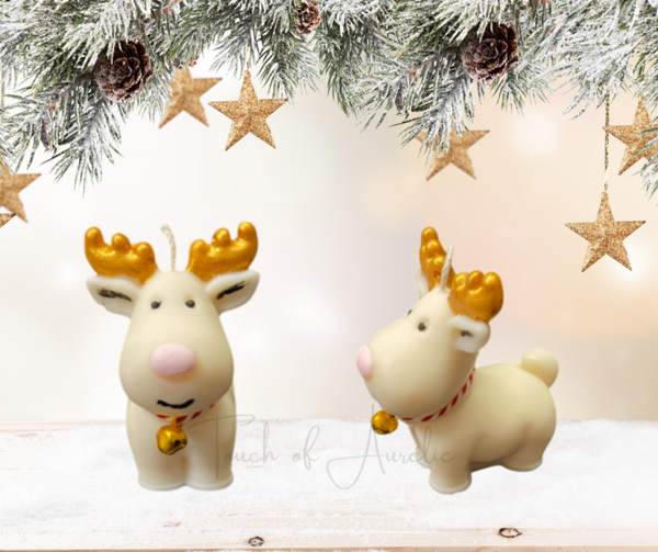 Bougie Renne de Noël doré