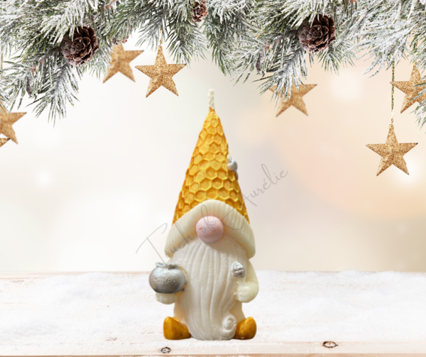 Bougie gnome doré