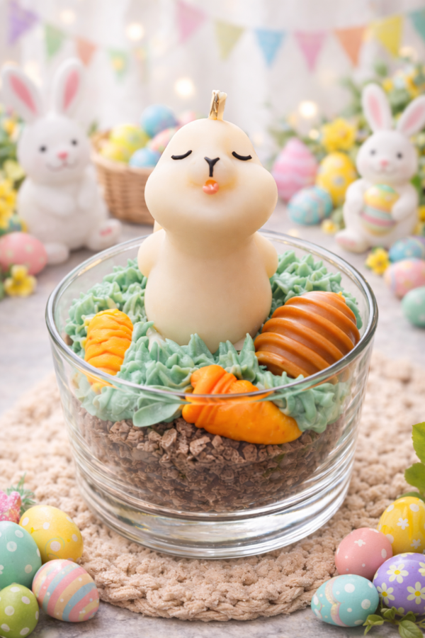 Bougie lapin rocher praliné