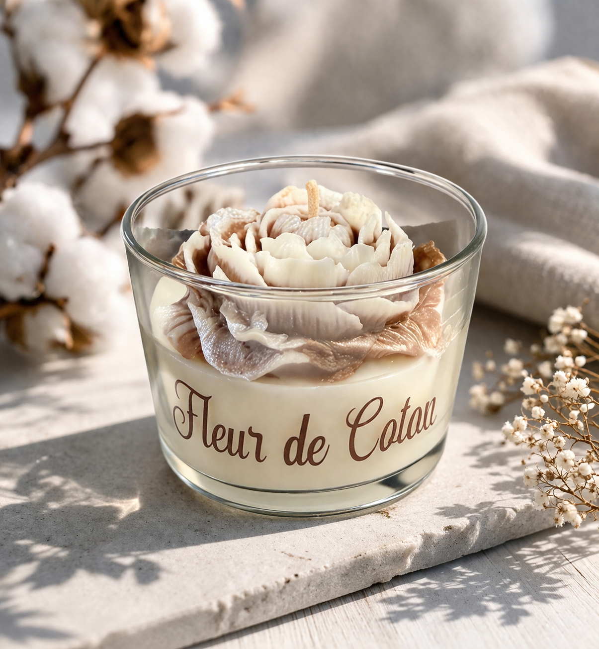 Bougie pivoine Fleur de coton