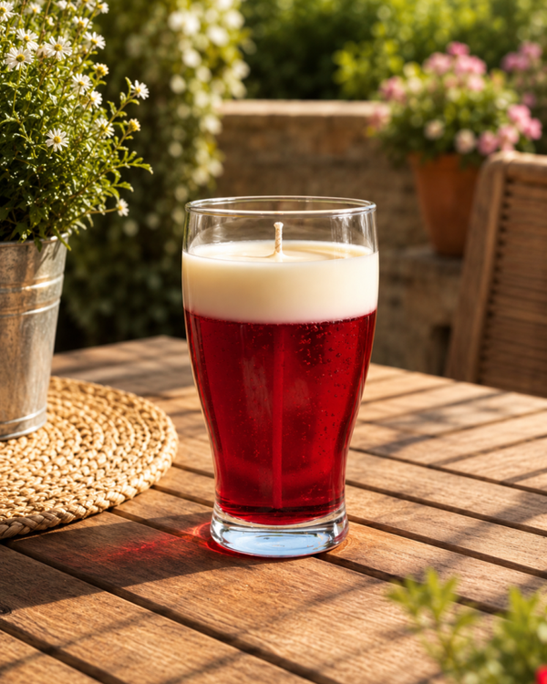 Bougie bière parfumée cerise