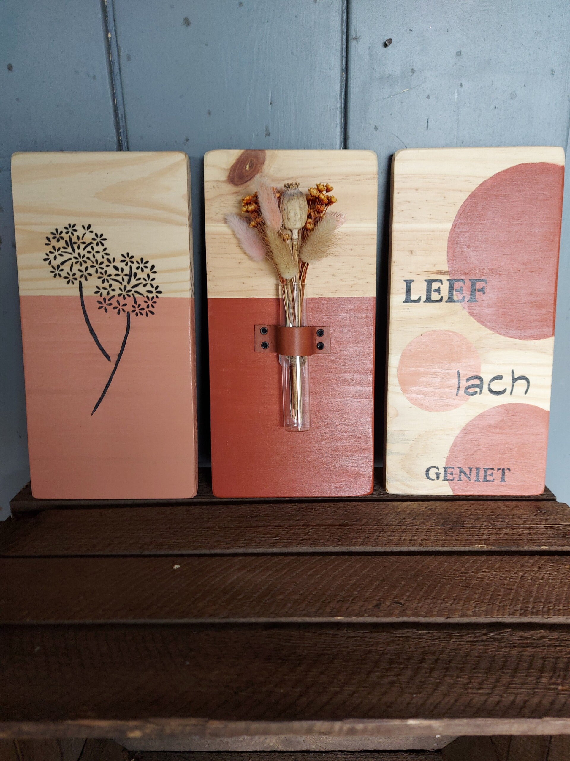 Drieluik " Leef lach geniet"