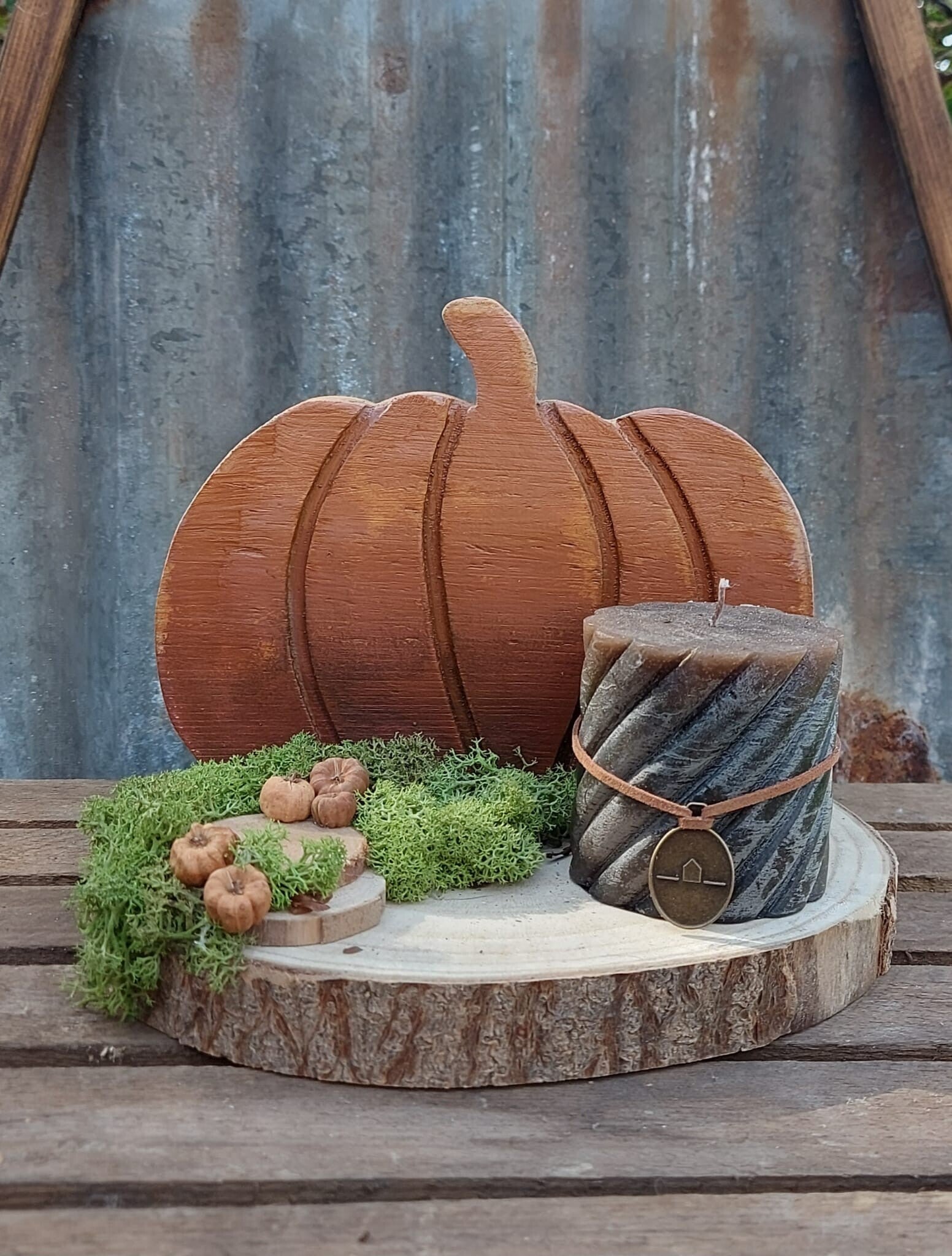 Houtenschijf "pompoen"