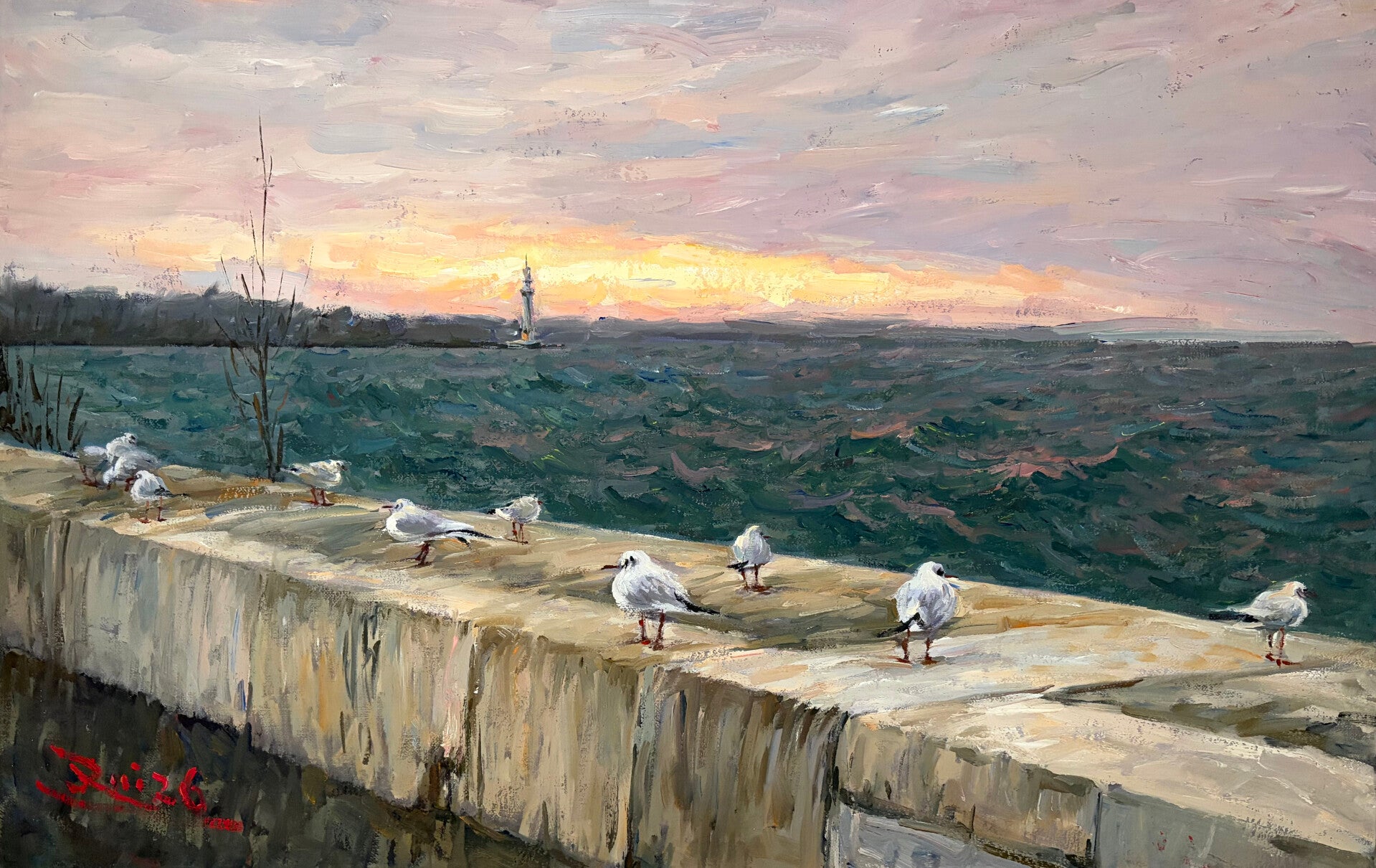 Winter sunrise on Lake Geneva