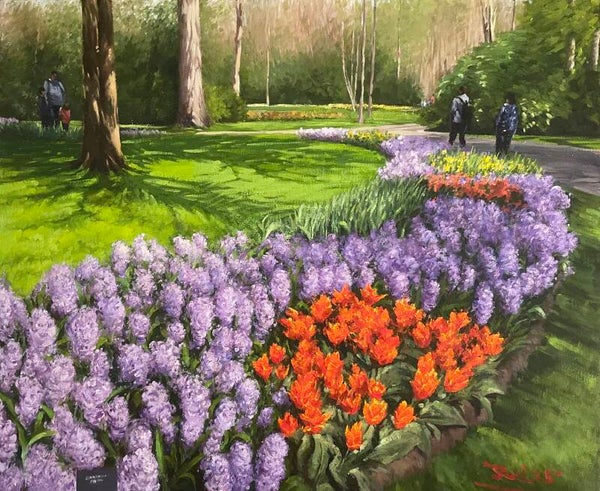 Hyacinthus en tulpen in Keukenhof