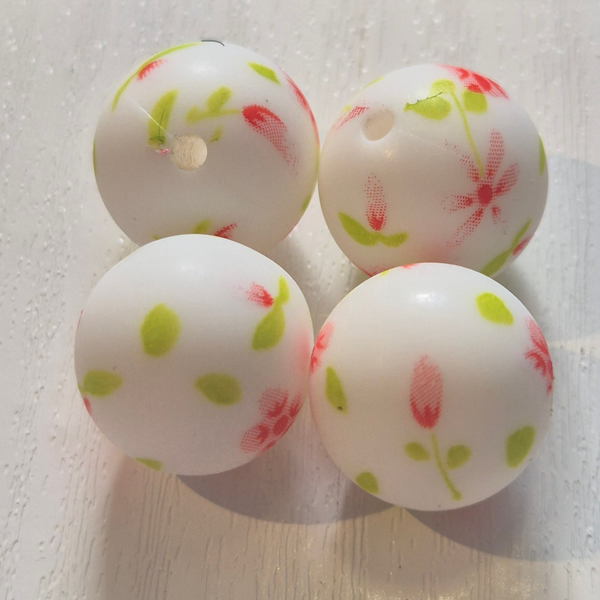 silicone rond kraal (bloemen) 6