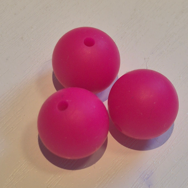 silicone kraal rond neon donker roze