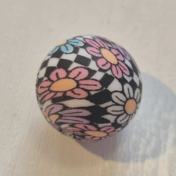 silicone rond kraal (bloemen) 24