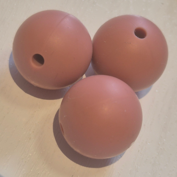 silicone kraal rond amber bruin
