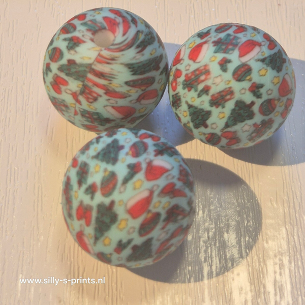 silicone rond kraal (kerst) 11