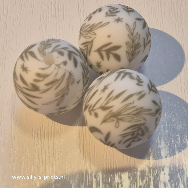 silicone rond kraal (kerst) 16