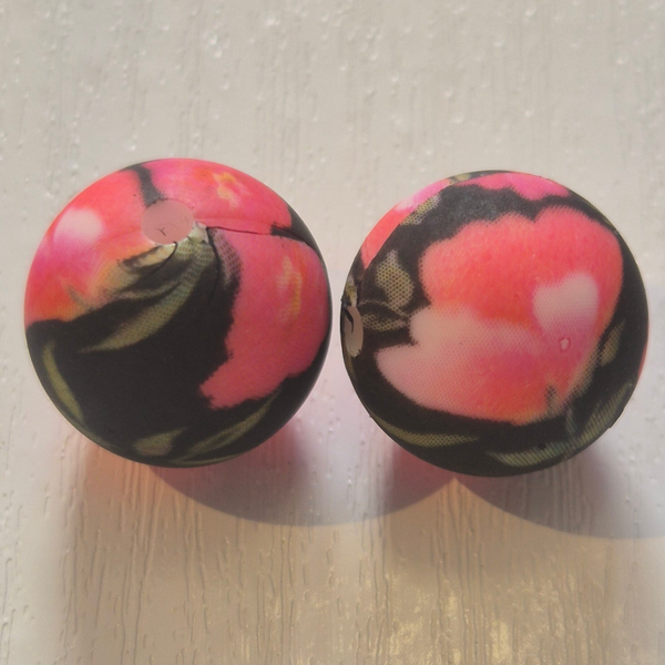 silicone rond kraal (bloemen) 14