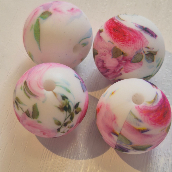 silicone rond kraal (bloemen) 34