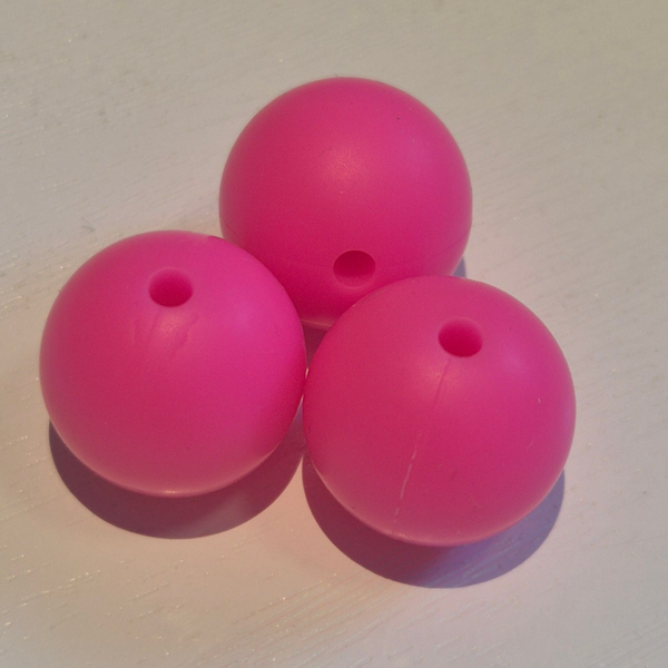 silicone kraal rond neon roze