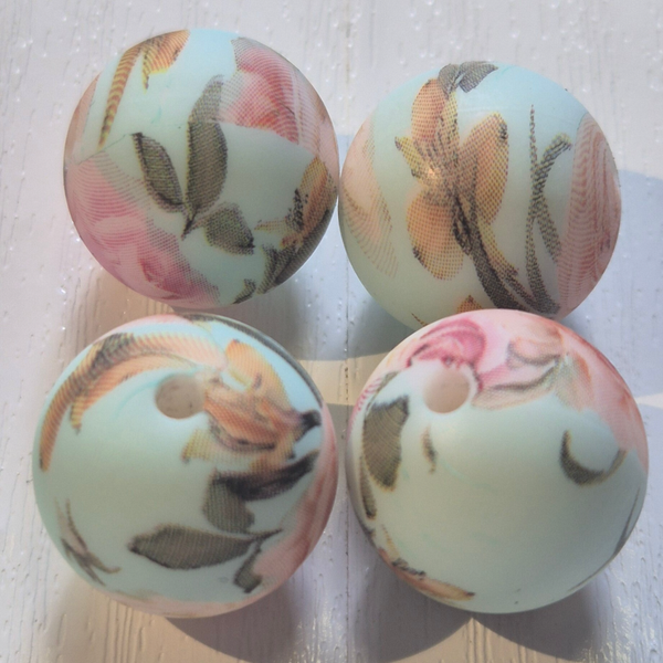silicone rond kraal (bloemen) 7