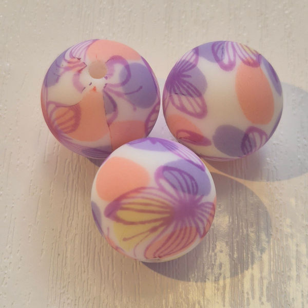 silicone rond kraal (bloemen) 16