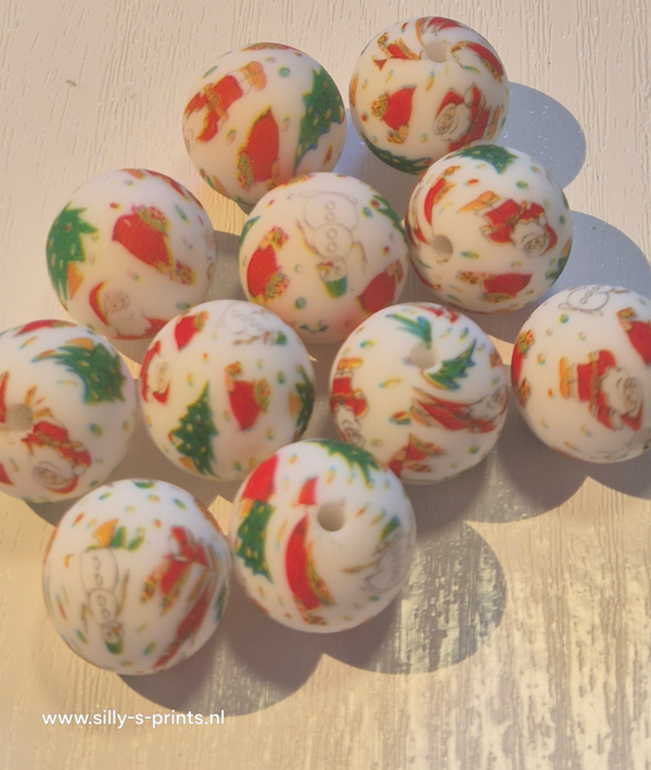 silicone rond kraal (kerst) 12