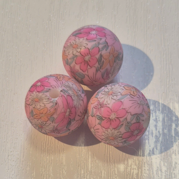 silicone rond kraal (bloemen) 1