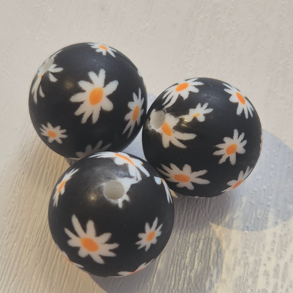 silicone rond kraal (bloemen) 32