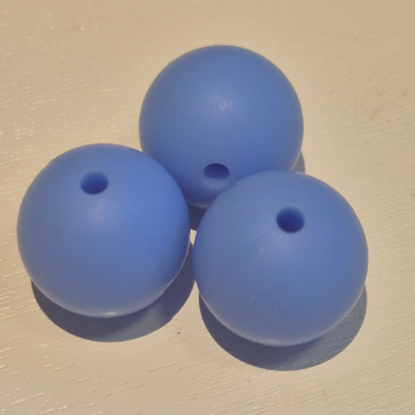 silicone kraal rond staal blauw