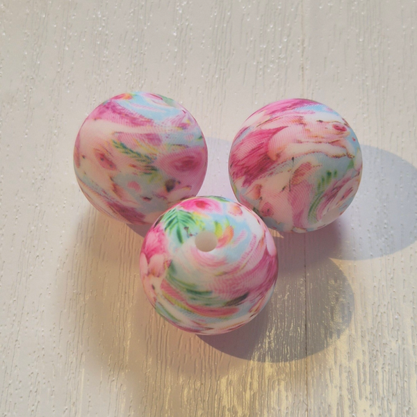 silicone rond kraal (bloemen) 19