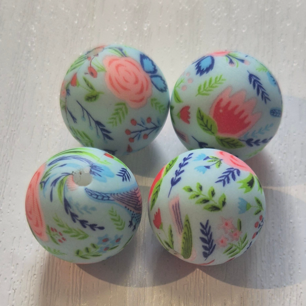silicone rond kraal (bloemen) 18