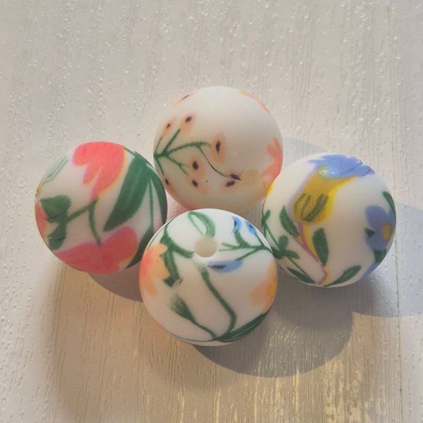 silicone rond kraal (bloemen) 30