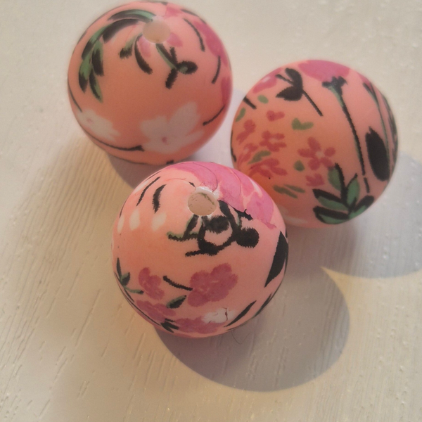 silicone rond kraal (bloemen) 5