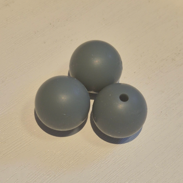 silicone kraal rond donker grijs