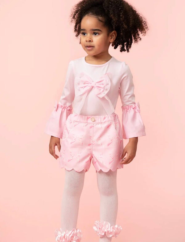 Roze strik setje kort broekje