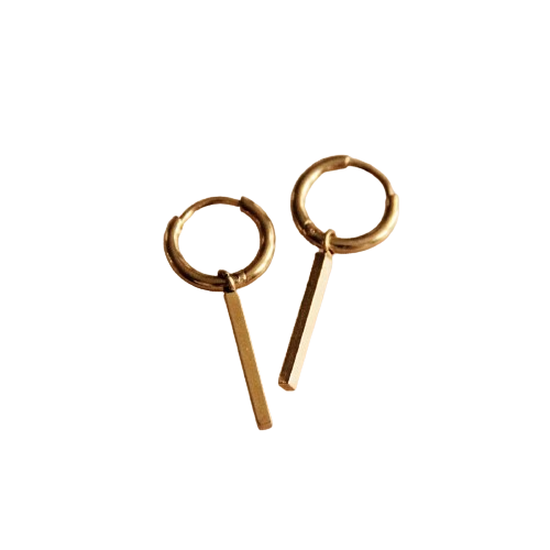 RVS Oorbellen met Staaf | Goud