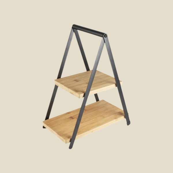 Etagère bamboe en metaal 2 lagen