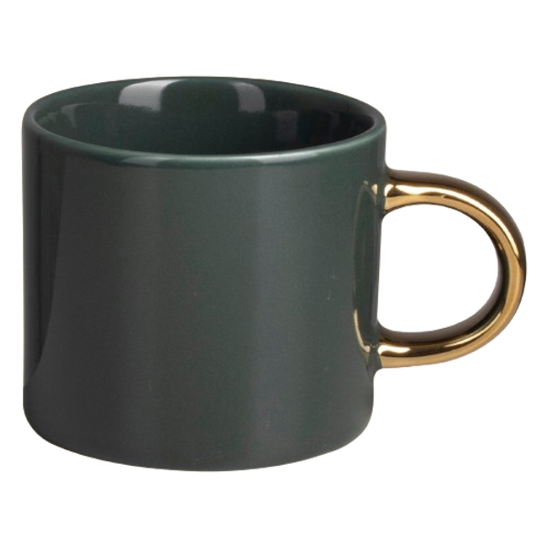 Mok 230ml donkergroen/goud