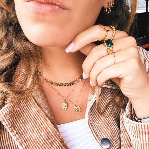 RVS schakelketting met muntjes | Goud