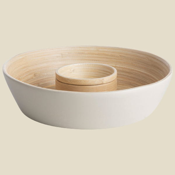 Serveerschaal Ø22x6cm - Bamboe lichtgrijs