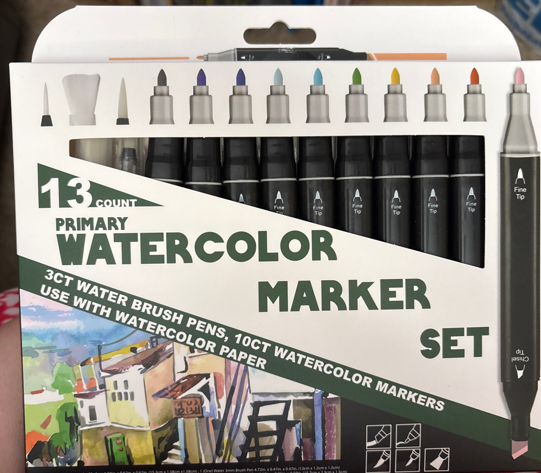 Dual-Tip Watercolor Markers Set - Primary Colors