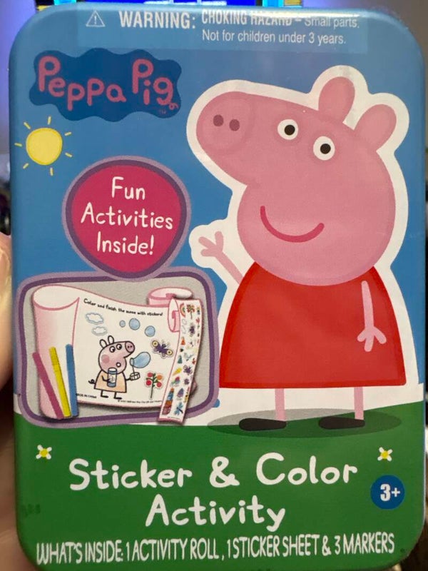 Peppa Pig Sticker and Color Activity Set in a Tin